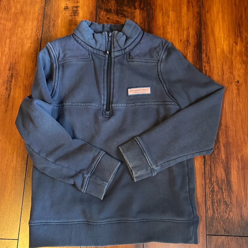 Vineyard vines size small 8/10 Sherpa 100% cotton navy half zip gently worn